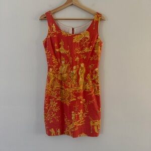 Steven Stolman Vintage Southampton Dress Sheath Asian Print Chinoiserie Size XS